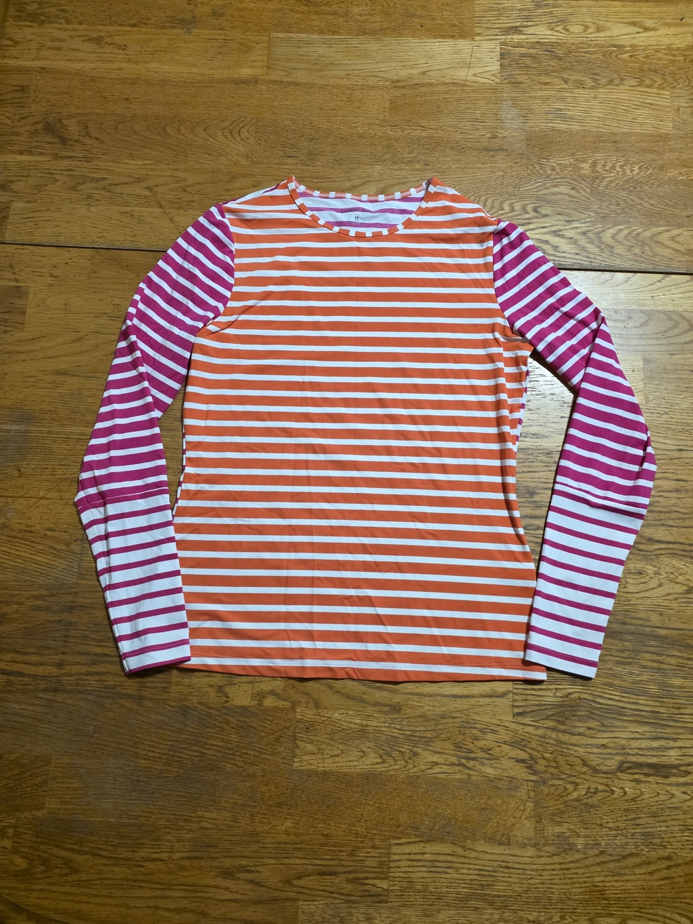 Lands' End Vibrant Striped Long Sleeve Swim Rash Guard Shirt